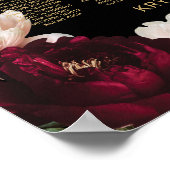 Zwarte Moody Bourgondië Blush Bloemen Trouwstoelen Poster (Hoek)