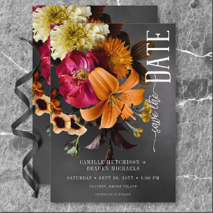 Zwarte Moody Gotische Oranje Lelie Bruiloft Save The Date