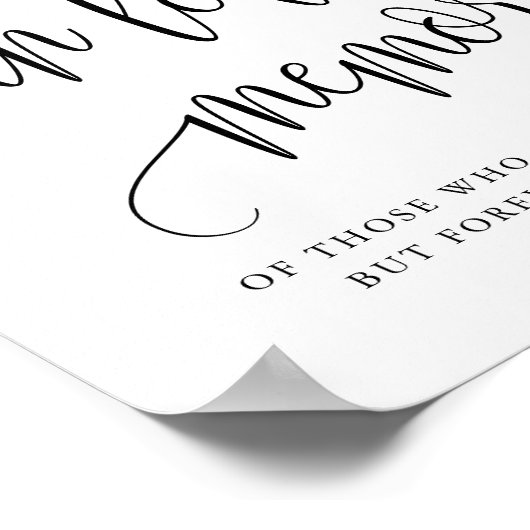 Zwarte mooie kalligrafie in liefdevolle herinnerin poster (Hoek)