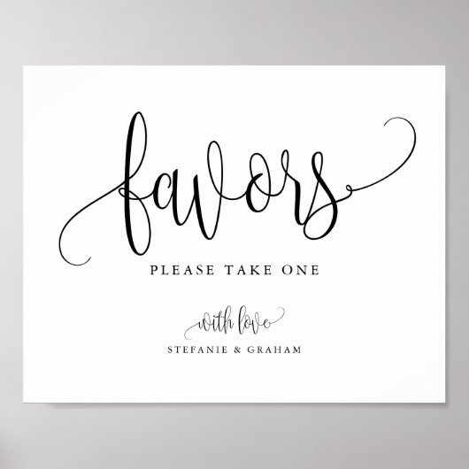 Zwarte mooie kalligrafie script feest gunsten poster (Voorkant)