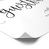 Zwarte mooie kalligrafie script trouwgastenboek poster (Hoek)