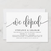 Zwarte mooie kalligrafie trouwkaart voor elopement kaart (Voorkant)