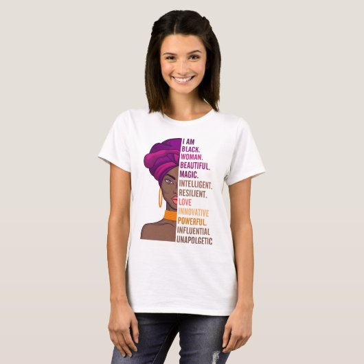 Zwarte mooie vrouw trots ik ben zwarte vrouw Beaut T-shirt (Voorkant volledig)