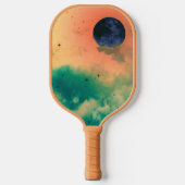 ZWARTE MOON EN GROENE CLOUDS PICKLEBALL PADDLE (Voorkant)