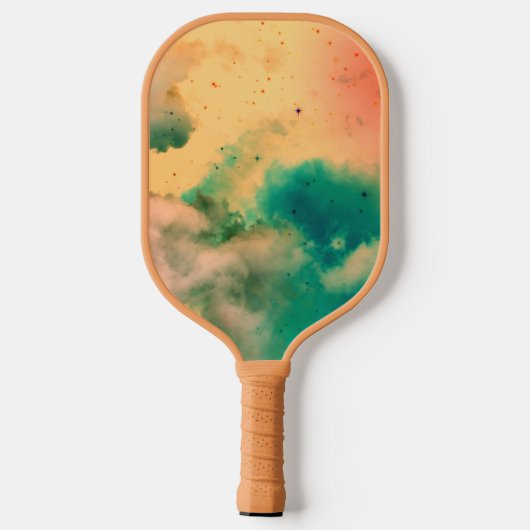 ZWARTE MOON EN GROENE CLOUDS PICKLEBALL PADDLE (Achterkant)