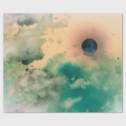 ZWARTE MOON MET GEEL STERKPAPIER CADEAUPAPIER (Vlak)