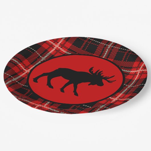 Zwarte Moose Red Black Papieren Bordje (Gekanteld)
