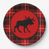 Zwarte Moose Red Black Papieren Bordje (Voorkant)