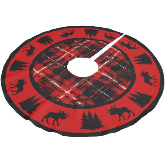 Zwarte Moose Red en Black Cabin Pset Kerstboom Rok (Gekanteld)