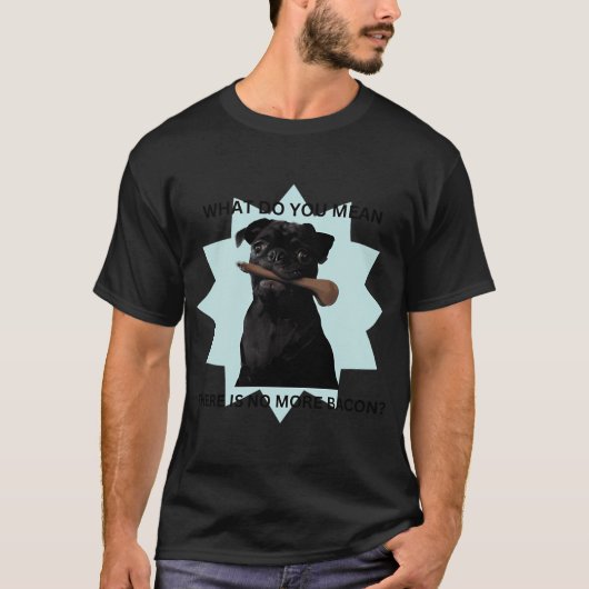 Zwarte mopshond Bacon T-shirt (Voorkant)
