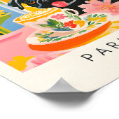 Zwarte Mopshond Drink Koffie, Grappige Hondenprint Poster (Hoek)