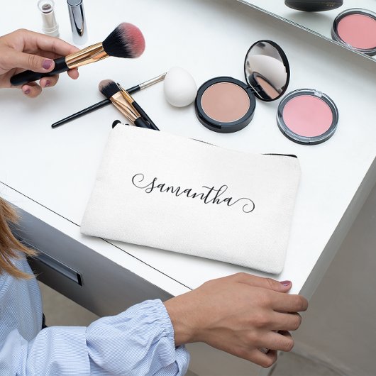Zwarte Mopshond Krul Handtekening Naam Etui