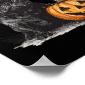 Zwarte mopshond met heks Pet en pompoen Halloween Poster (Hoek)