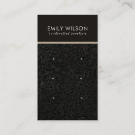 ZWARTE MOSAISCHE TEXTURE 3 STUD EARRING DISPLAY CA VISITEKAARTJE