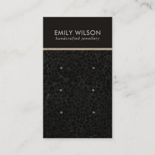 ZWARTE MOSAISCHE TEXTURE 3 STUD EARRING DISPLAY CA VISITEKAARTJE