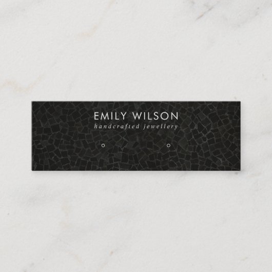 ZWARTE MOSAISCHE TEXTURE STUD EARRING DISPLAY-KAAR MINI VISITEKAARTJE (Voorkant)
