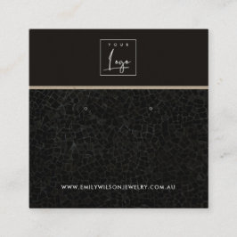 ZWARTE MOSAISCHE TEXTURE STUD EARRING DISPLAY-KAAR VIERKANTE VISITEKAARTJE