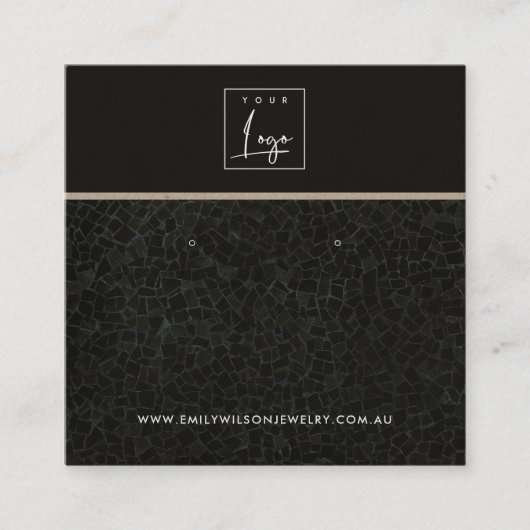ZWARTE MOSAISCHE TEXTURE STUD EARRING DISPLAY-KAAR VIERKANTE VISITEKAARTJE (Voorkant)