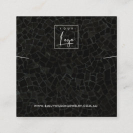 ZWARTE MOSAÏSCHE TEXTUURBRACELET KETTING VIERKANTE VISITEKAARTJE