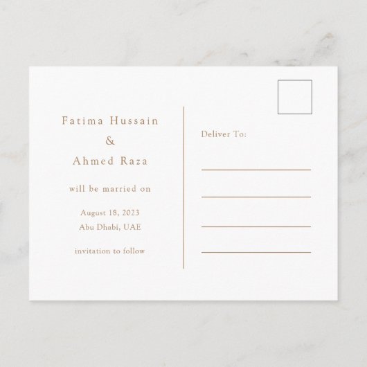 zwarte  moslim bewaart de datumbekendmaking aankondigingskaart (Achterkant)