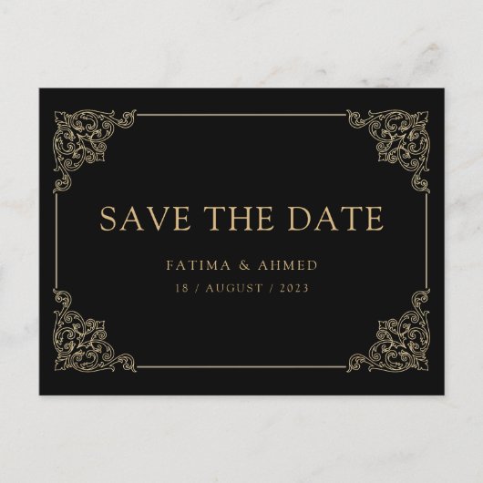 zwarte  moslim bewaart de datumbekendmaking aankondigingskaart (Voorkant)