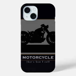 Zwarte motorfiets iPhone 15 case