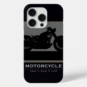 Zwarte motorfiets iPhone 15 pro case