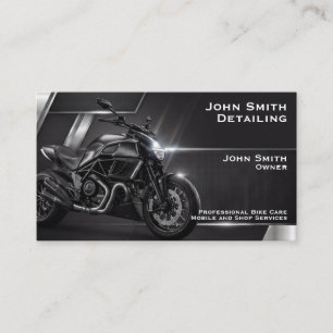 Zwarte Motorfiets Detailing Wassen Reparatie Visitekaartje