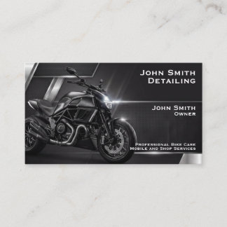 Zwarte Motorfiets Detailing Wassen Reparatie Visitekaartje