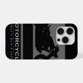 Zwarte motorfiets iPhone hoesje (Achterkant horizontaal)