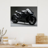 Zwarte Motorfiets Poster (Keuken)
