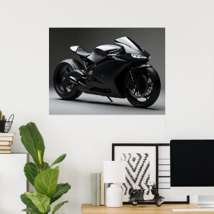 Zwarte Motorfiets Poster