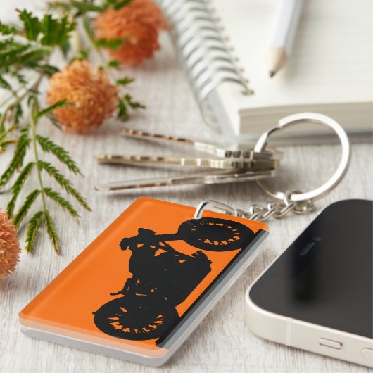 Zwarte motorfiets sleutelhanger (Voorkant Rechts)