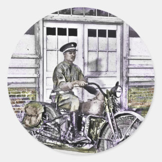 Zwarte Motorfietspolitie ww2 Ronde Sticker