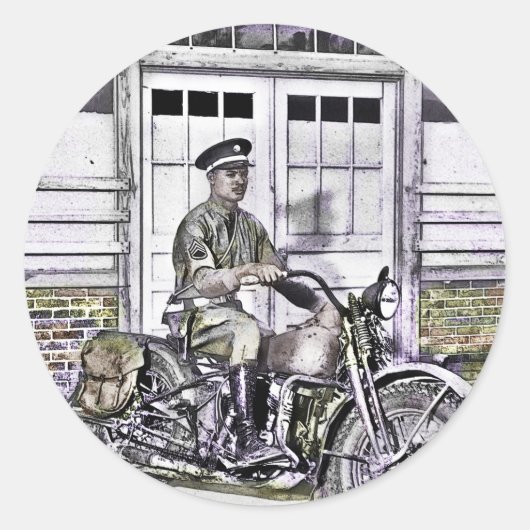 Zwarte Motorfietspolitie ww2 Ronde Sticker (Voorkant)
