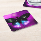 Zwarte mousserende boter kartonnen onderzetters (Schuin)