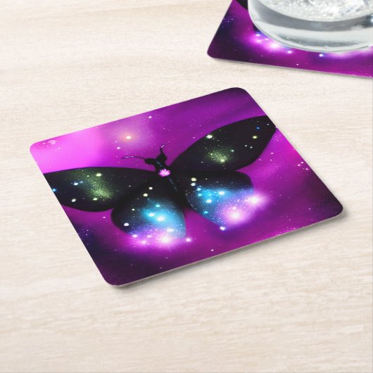 Zwarte mousserende boter kartonnen onderzetters (Schuin)