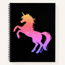 Zwarte mousserende Sunset Unicorn-laptop van Mei Y Notitieboek