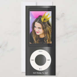 Zwarte MP3-muziekspeler Verjaardag Kaart