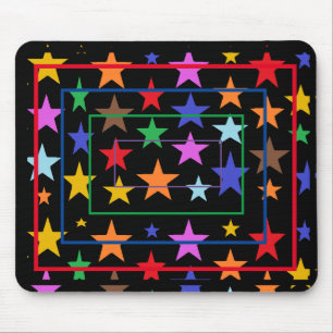 Zwarte Muismat met gekleurde sterren overal