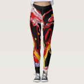 Zwarte, multi-kleurenLeggings - "Crazy Heart" Leggings (Voorkant)