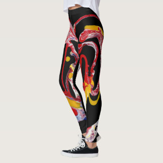 Zwarte, multi-kleurenLeggings - "Crazy Heart" Leggings