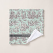  zwarte munt Toile de Jouy afgedrukt Bad Handdoek (Wasdoekje)