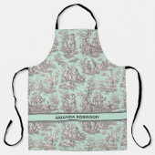 zwarte munt Toile de Jouy afgedrukt Schort (Voorkant)