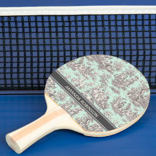 zwarte munt Toile de Jouy afgedrukt Tafeltennisbatje
