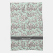  zwarte munt Toile de Jouy afgedrukt Theedoek (Verticaal)