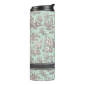  zwarte munt Toile de Jouy afgedrukt Thermosbeker (Gedraaid links)