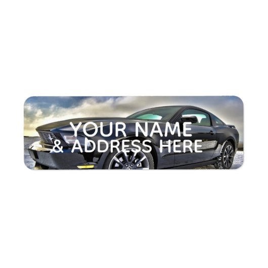 ZWARTE MUSCLE AUTO RETOURADRES ETIKETTEN (Voorkant)