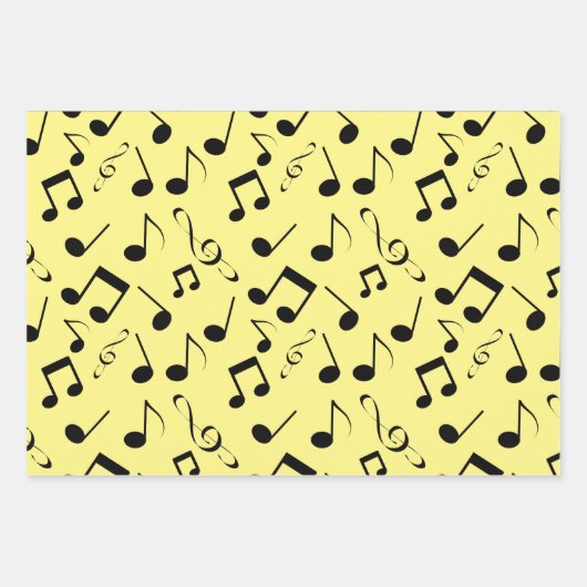 Zwarte Musical Notes Design Wrapping Papiersets Inpakpapier Vel (Voorkant 2)