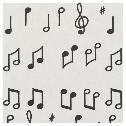 Zwarte Musical Notes lijnkunst Stof (Close Up)